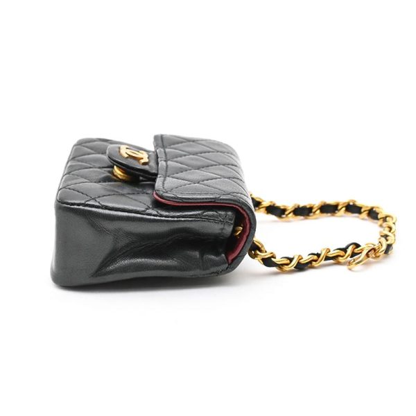 3 Chanel Matelasse Mini Chain Belt Leather Black Waist Bag