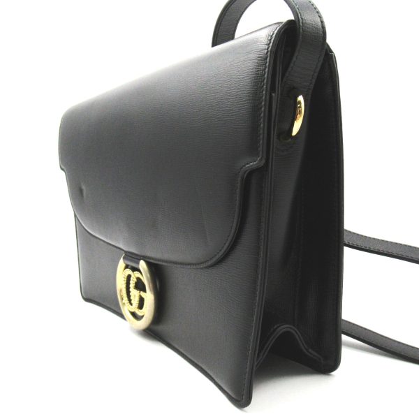 3 Gucci Shawl Shoulder Bag Leather Black