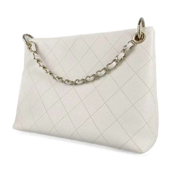 3 Chanel Matrasse Caviar Skin White Shoulder Bag