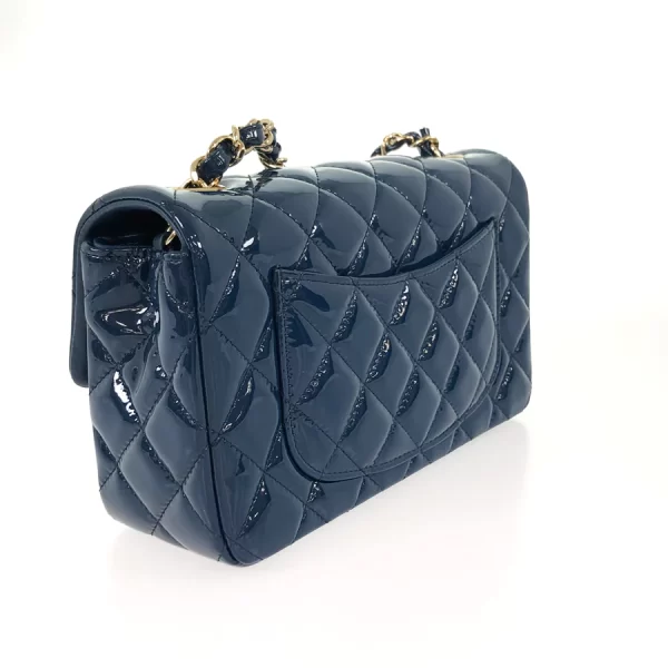 3 Chanel Chain Shoulder Bag Leather Blue