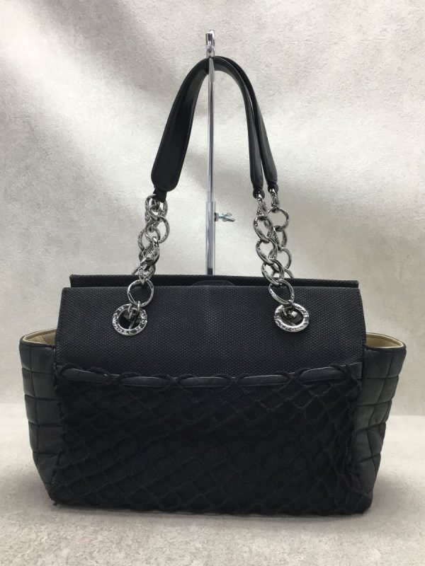 3 Chanel Chocolate Bar Chain Shoulder Bag Cocomark Black