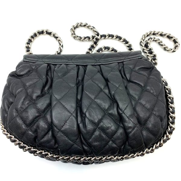 3 Chanel Chain Shoulder Bag Lambskin Black Silver Hardware Flap