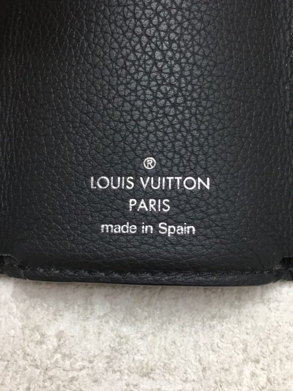 3 Louis Vuitton Portefeuille Lock Leather Noir Black Mini Wallet Handbag