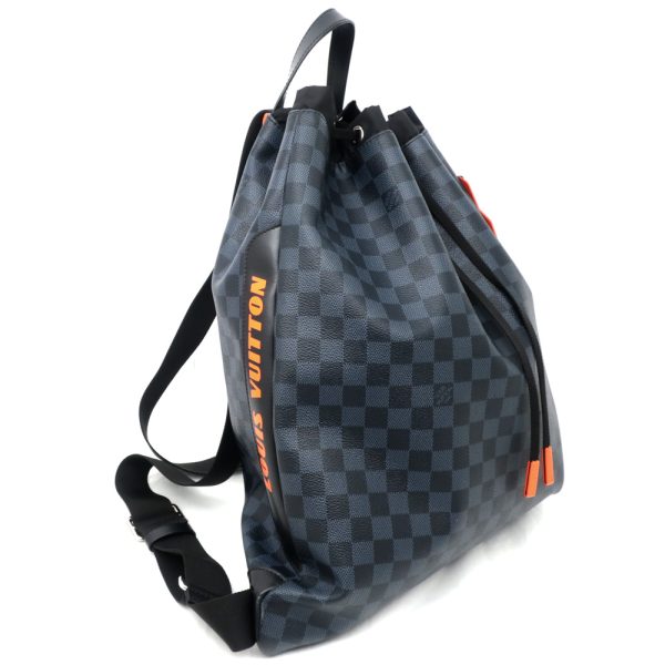 3 Louis Vuitton Gym Backpack Rucksack Damier Cobalt Blue Black