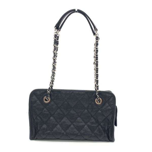 3 Chanel Chain Shoulder Caviar Skin Black Shoulder Bag