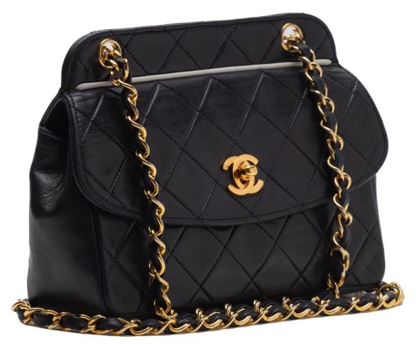 3 Chanel Matelasse Turnlock Chain Shoulder Lambskin Black Mini Shoulder Bag