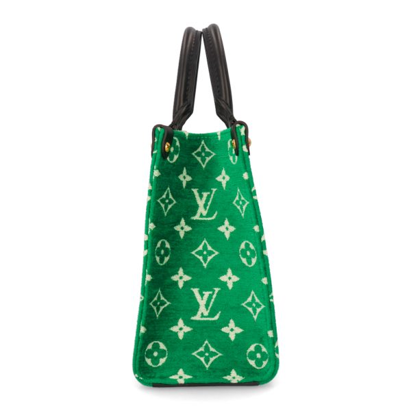 3 Louis Vuitton Tote Bag On The Go Monogram Jacquard Velvet Leather Green PM Shoulder Bag