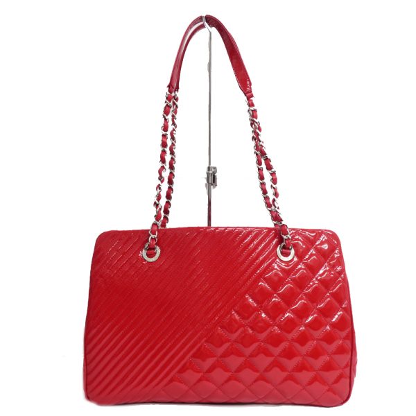 3 Chanel Matelasse Chain Shoulder Leather Red Tote