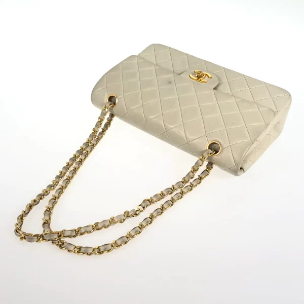 3 Chanel Hardware Gold Chain Shoulder Bag Lambskin White