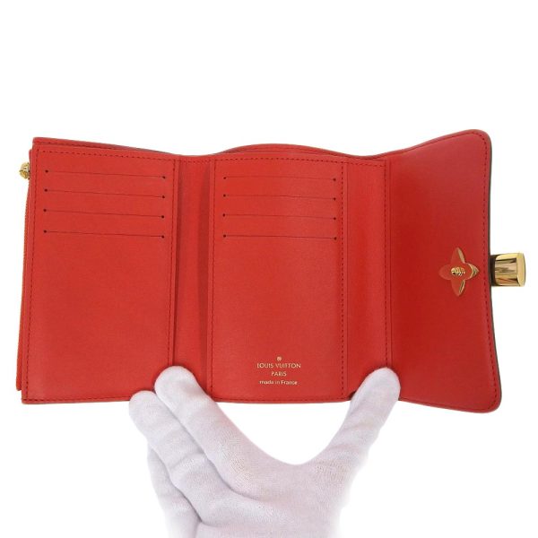 3 Louis Vuitton Portefeuille Flower Compact Monogram Leather Brown Red Coquelicot Wallet Handbag