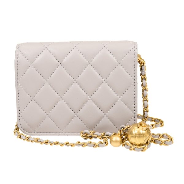 3 Chanel Chain Lambskin Gray Shoulder Bag