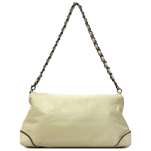 4 Chanel Chain Shoulder Beige Silver Leather Shoulder Bag