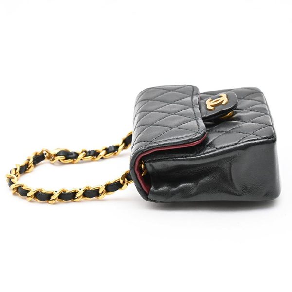 4 Chanel Matelasse Mini Chain Belt Leather Black Waist Bag