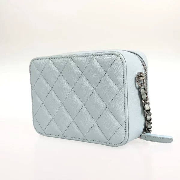 4 Chanel Camera Bag Matrasse Hardware Silver Chain Shoulder Caviar Skin Blue Crossbody Bag