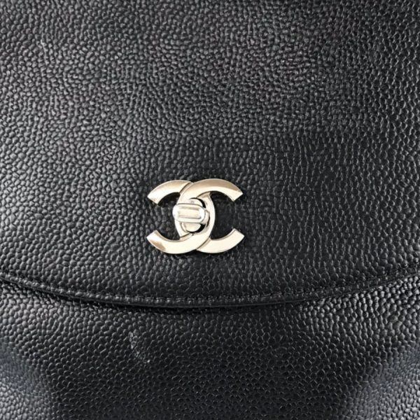 4 Chanel Hardware Silver Chain Caviar Skin Black Backpack