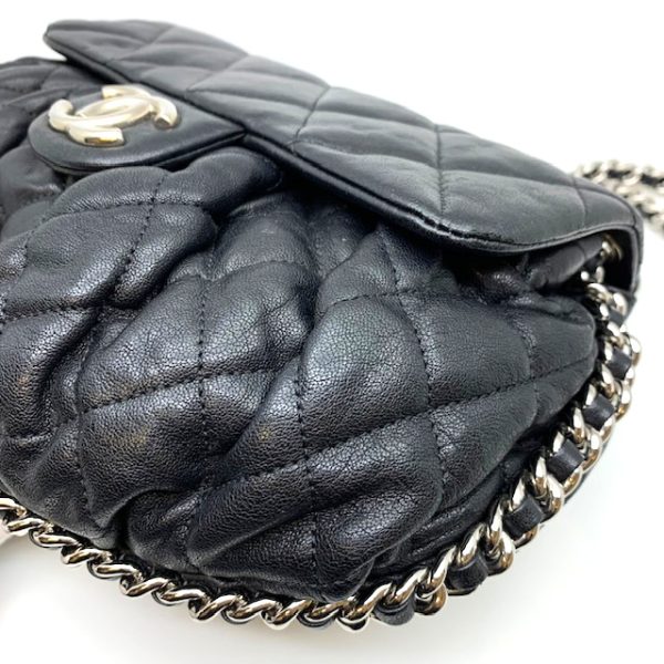 4 Chanel Chain Shoulder Bag Lambskin Black Silver Hardware Flap