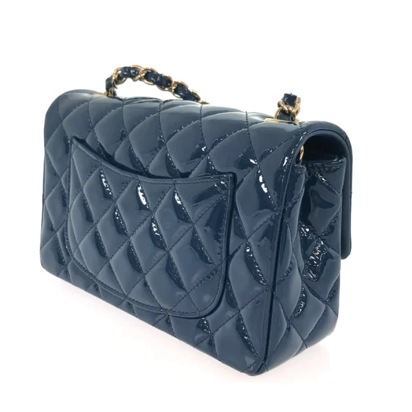 4 Chanel Chain Shoulder Bag Leather Blue