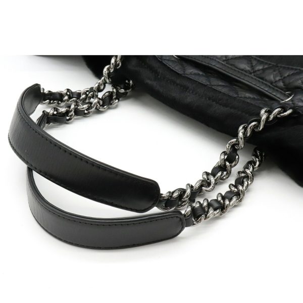 4 Chanel Matelasse Chain Shoulder Bag Leather Black Silver