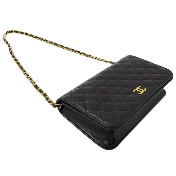 4 Chanel Matelasse Gold Chain Shoulder Lambskin Black