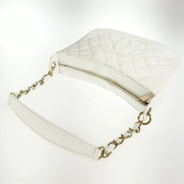 4 Chanel Hardware Gold Chain Caviar Skin White Shoulder Bag