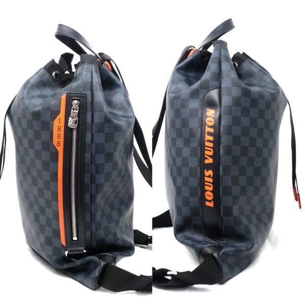 4 Louis Vuitton Gym Backpack Rucksack Damier Cobalt Blue Black