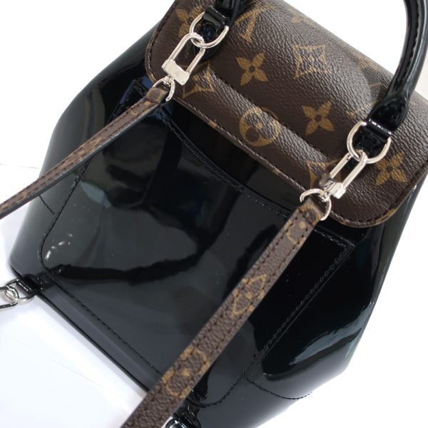 4 Louis Vuitton Backpack Brown Black Monogram Canvas Patent Leather Silver