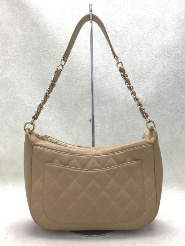 4 Chanel Chain Shoulder Leather Beige Shoulder Bag