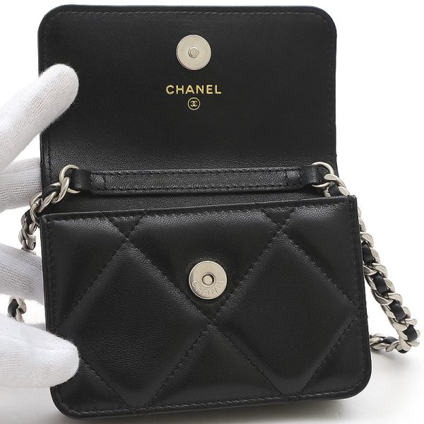 4 Chanel Matelasse Chain Shoulder Pouch Lambskin Black Mini Shoulder Bag