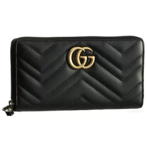 42244066 GUCCI GG Marmont Leather Shoulder Bag Black