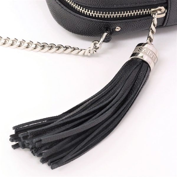 5 Yves Saint Laurent Lou Chain Shoulder Leather Black Ysl Silver Metal Fittings Fringe Tassel Shoulder Bag