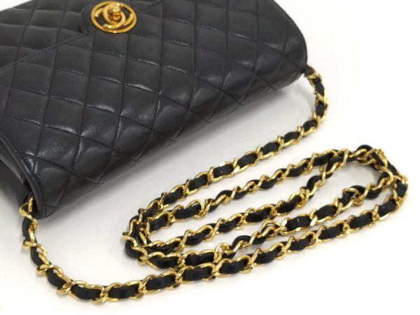 5 Chanel Single Chain Shoulder Bag Matelasse Lambskin Black With Gold Hardware