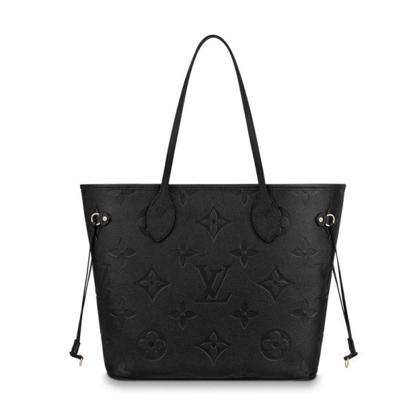 5 Louis Vuitton Neverfull MM Hardware Gold Empreinte Leather Black Tote