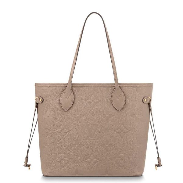 5 Louis Vuitton Neverfull MM Tourterelle Empreinte Leather Tote Bag Handbag