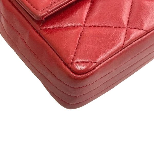 5 Chanel Matelasse Push Lock Chain Leather Red Shoulder Bag