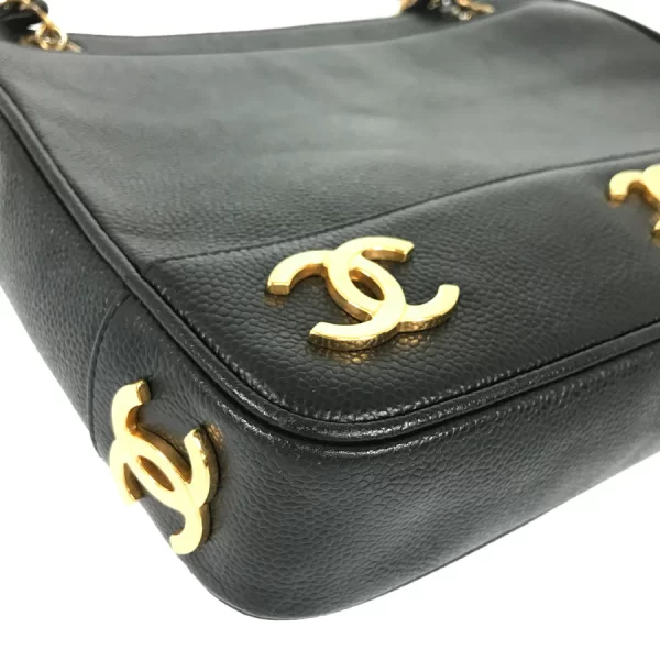 5 Chanel Crossbody Bag Hardware Gold Chain Caviar Skin Black Shoulder Bag