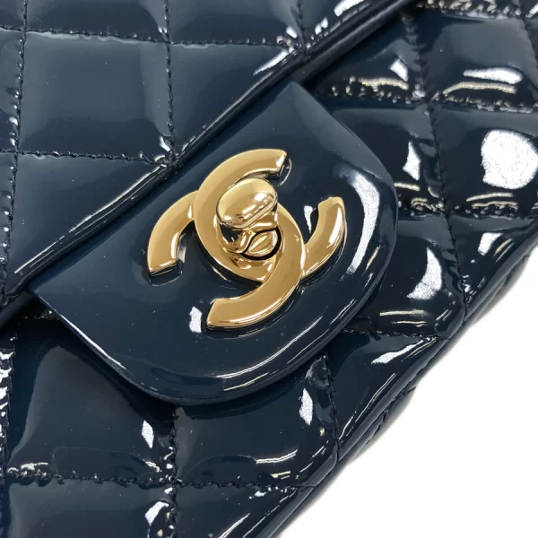 5 Chanel Chain Shoulder Bag Leather Blue