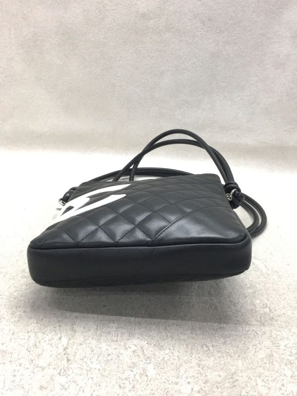 5 Chanel Cambon Shoulder Bag Calf Black Coco Mark Thread