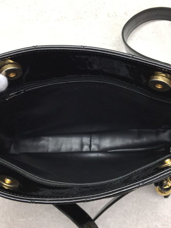 5 Chanel Patent Leather Shoulder Bag Black