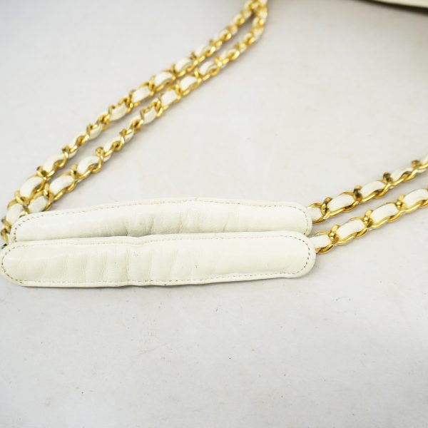 5 Chanel Matelasse Chain Shoulder Lambskin White Gold Metal Fittings