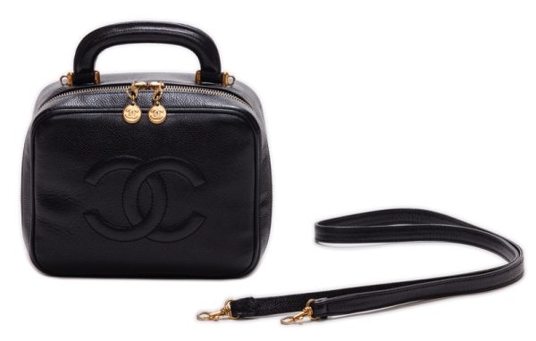 5 Chanel Chain Shoulder Caviar Skin Black Vanity Shoulder Bag