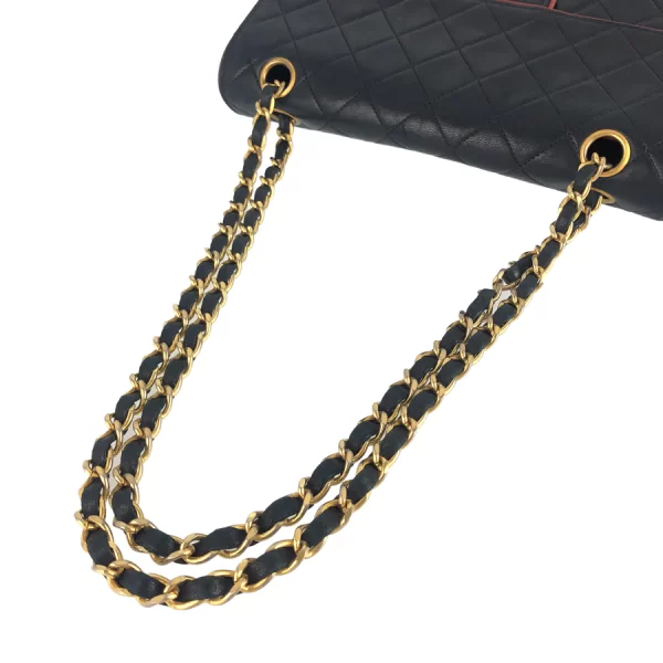 5 Chanel Hardware Matrasse Gold Chain Lambskin Black Crossbody Bag