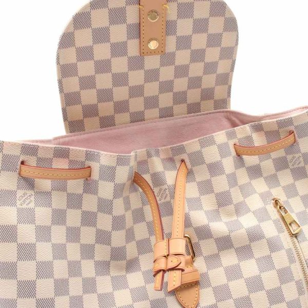 5 Louis Vuitton Damier Azur Backpack Rucksack PVC Leather White