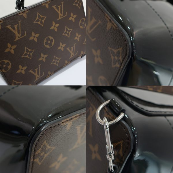 5 Louis Vuitton Backpack Brown Black Monogram Canvas Patent Leather Silver