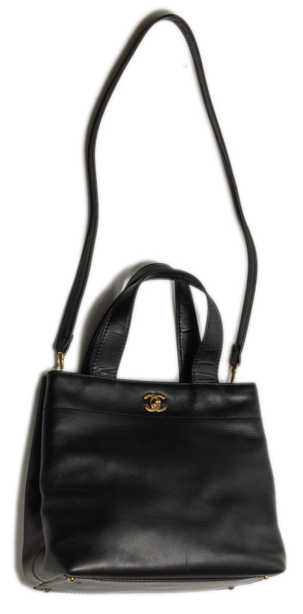 5 Chanel Gold Chain Lambskin Shoulder Bag Tote Black