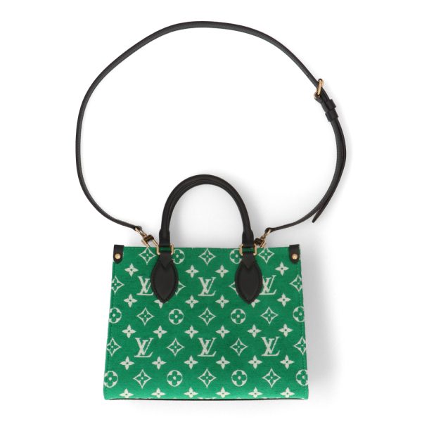 5 Louis Vuitton Tote Bag On The Go Monogram Jacquard Velvet Leather Green PM Shoulder Bag