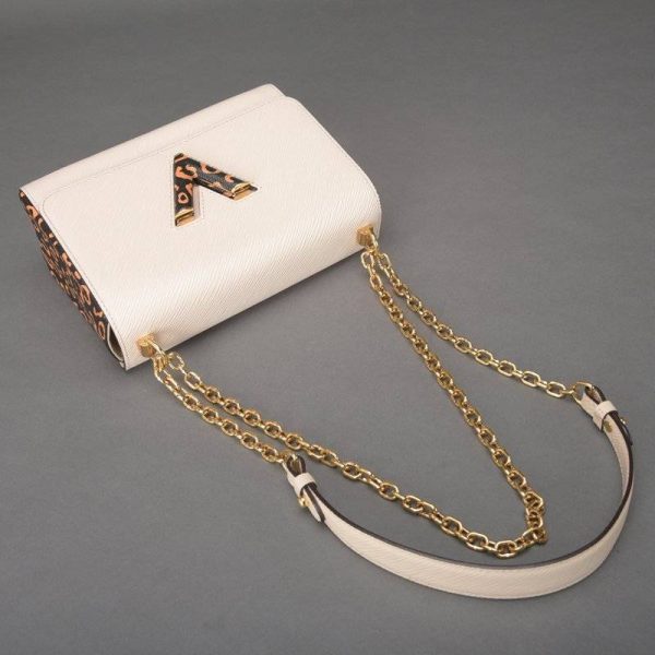 5 Louis Vuitton Twist MM Chain Shoulder Leopard Epi Leather White Shoulder Bag