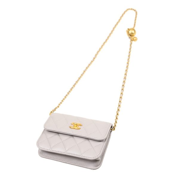 5 Chanel Chain Lambskin Gray Shoulder Bag