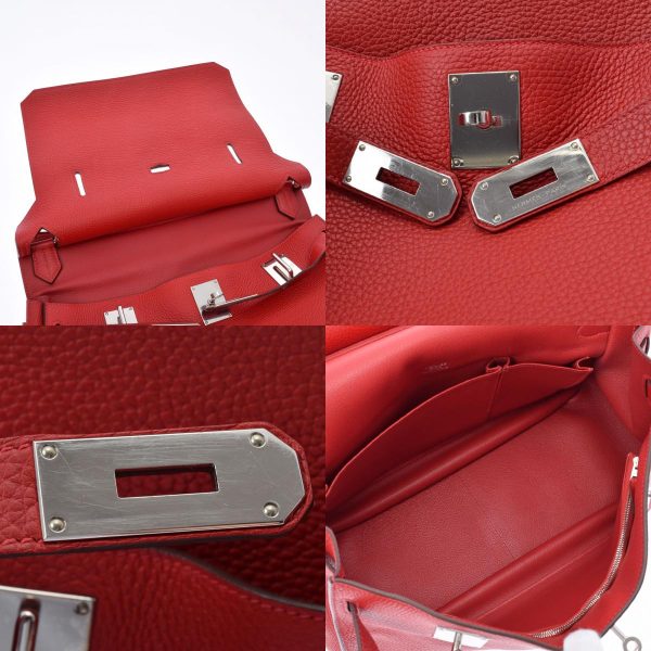 5 Hermes Gipsière Taurillon Clemence Red Silver Shoulder Bag