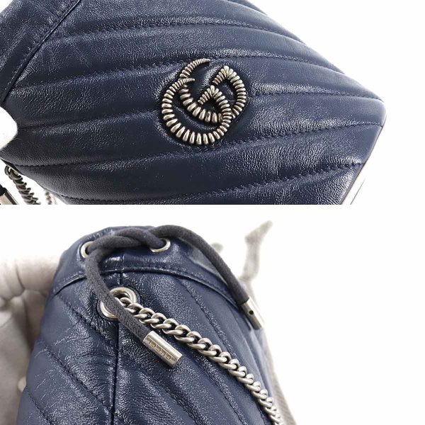 6 Gucci GG Marmont Mini Bucket Chain Shoulder Bag Navy