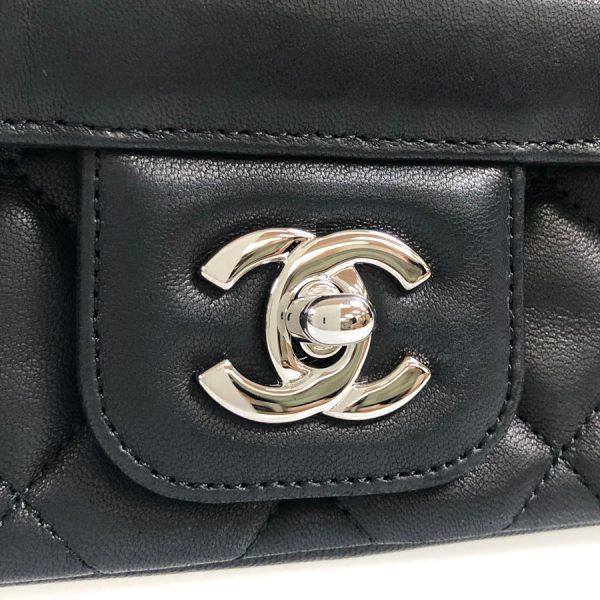 6 Chanel Matrasse W Chain Shoulder Lambskin Black Shoulder Bag